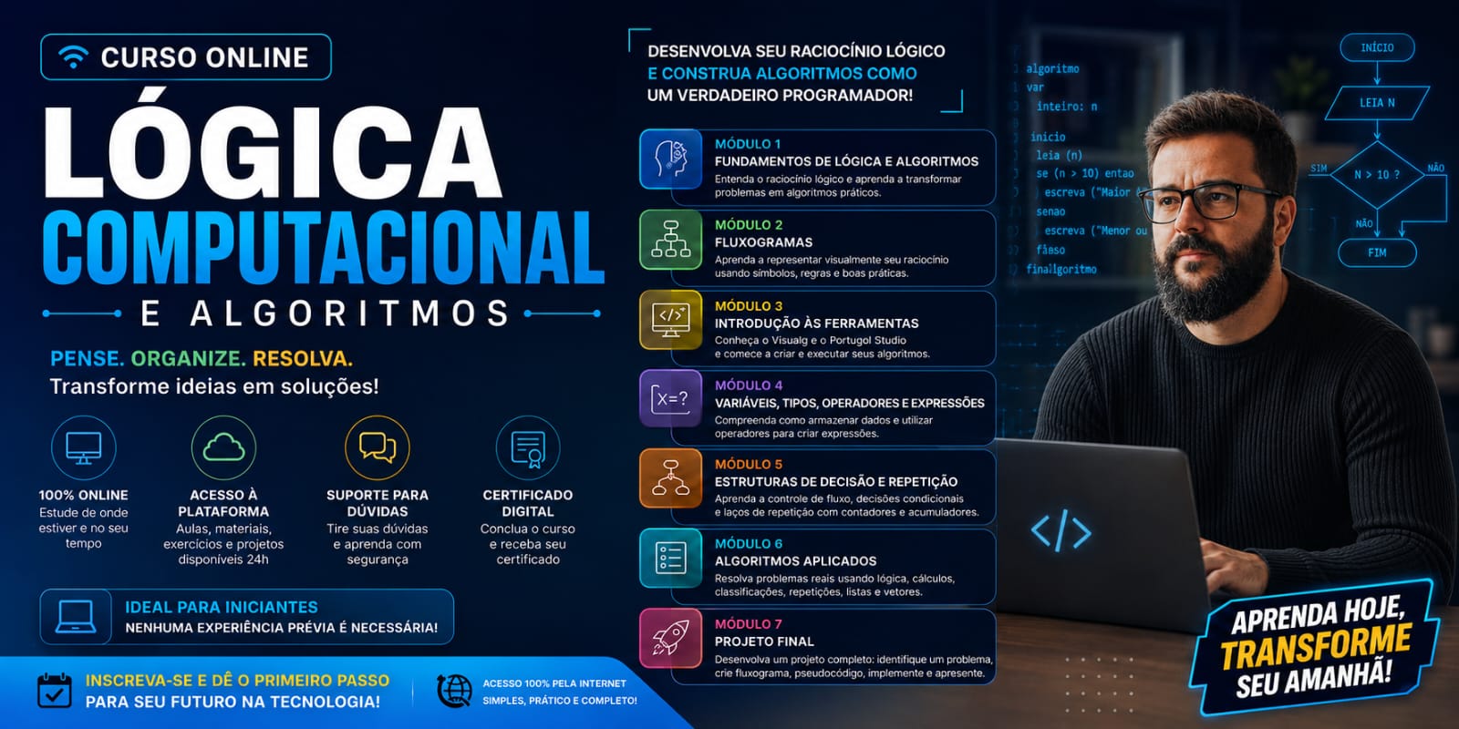 Banner do curso Lógica Computacional e Algoritmos