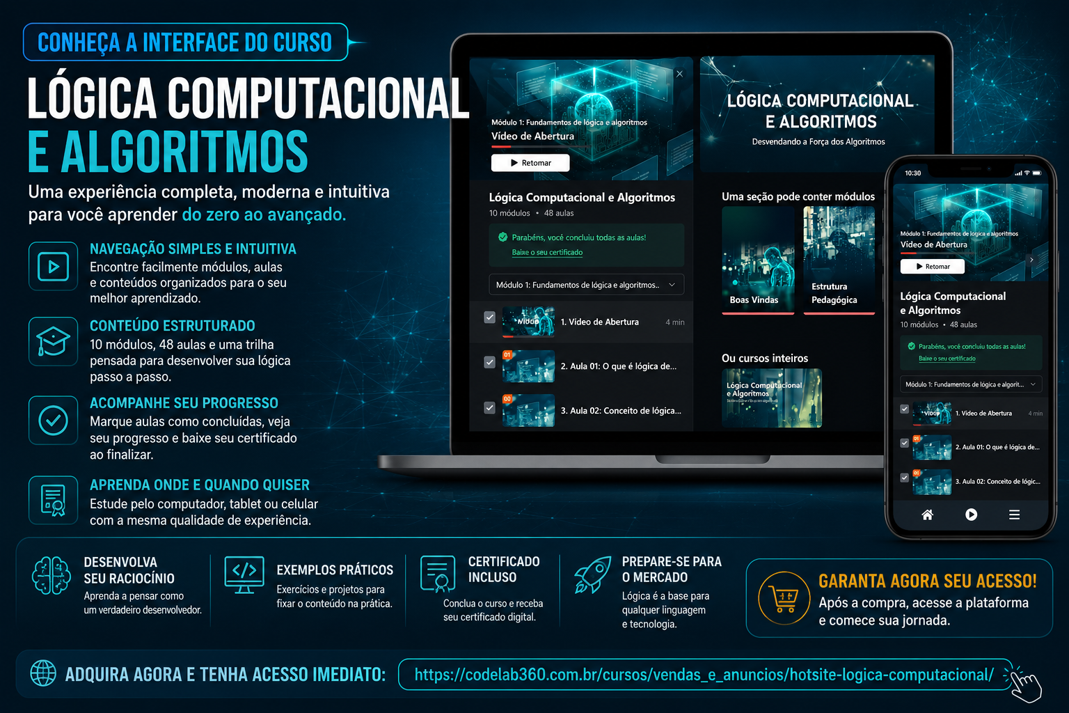 Interface da plataforma do curso